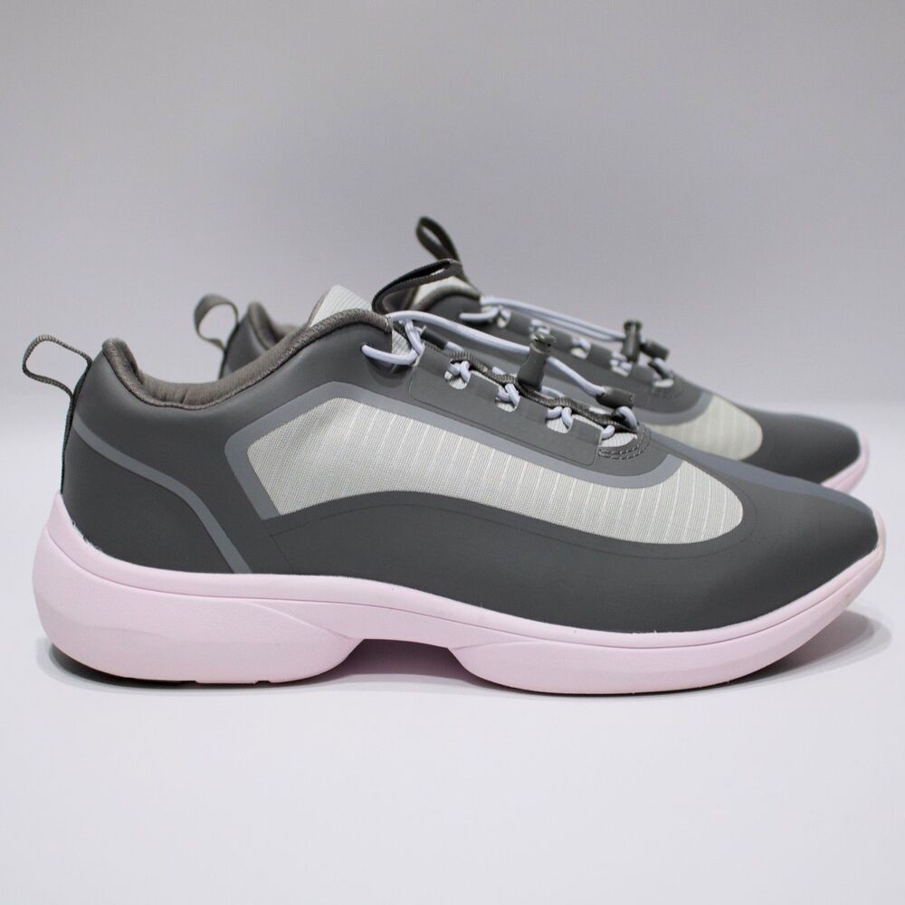 Vionic Guinn Waterproof Bungee Lace Sneakers Gray Pink Women Size 8.5 Worn Once!